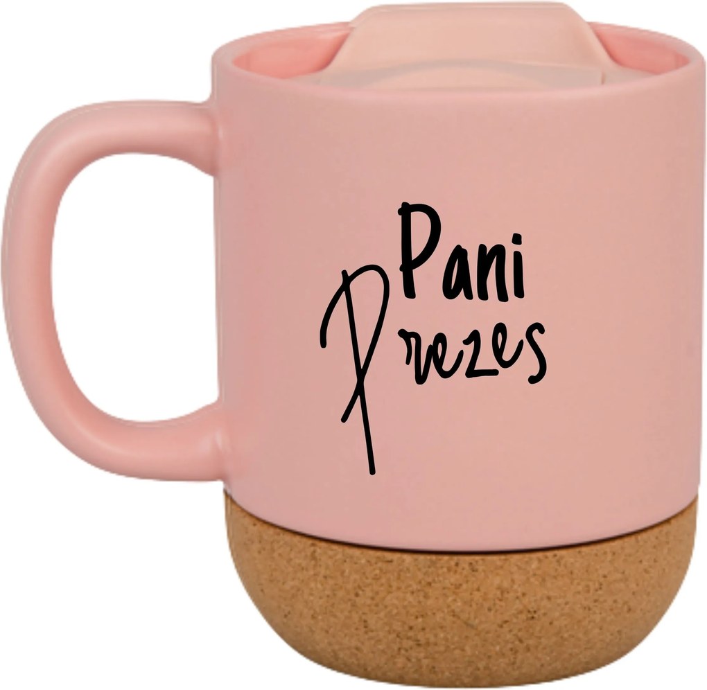 Rózsaszín Bögre Fedéllel És Parafa Aljjal, Elnök Asszony Ajándéka