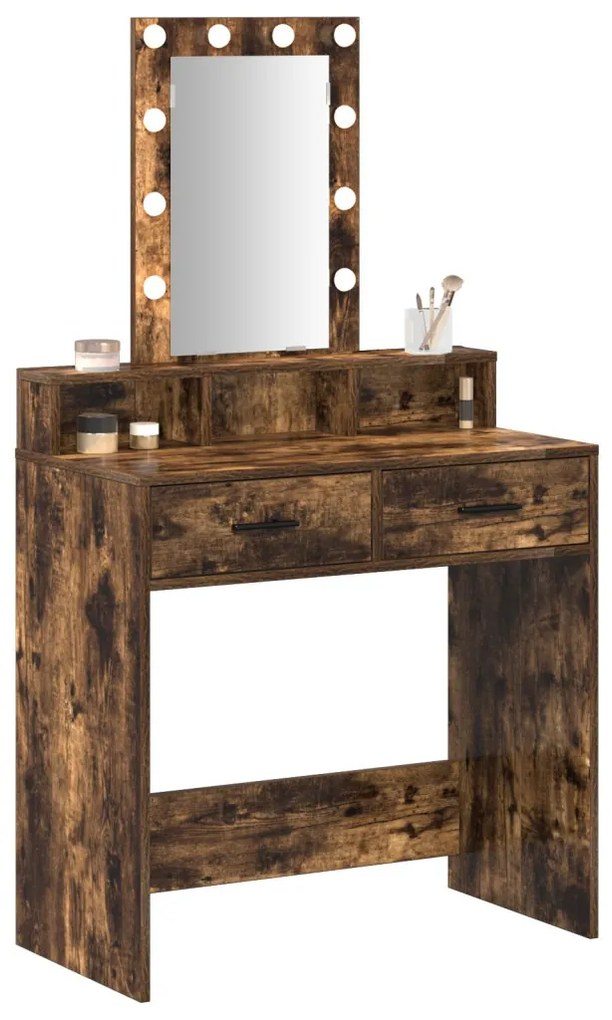 LED-es tükör Füstölt tölgyből 79x41x140 cm