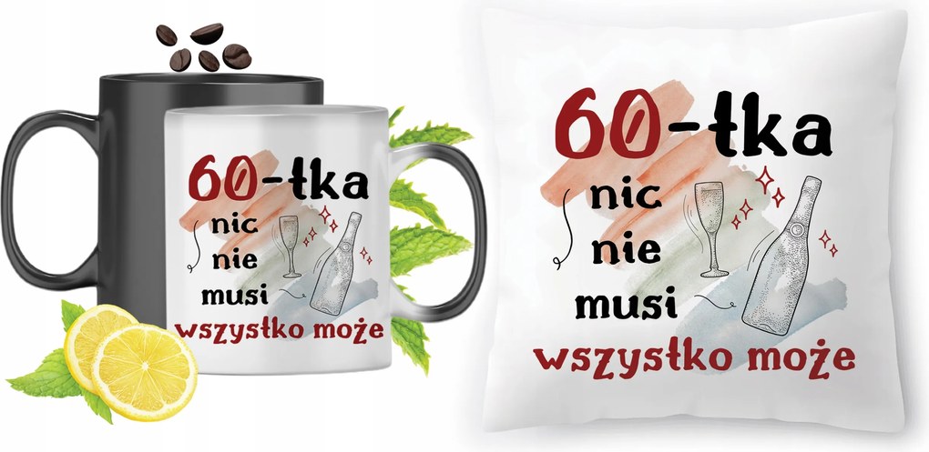 Születésnapra 60 60te Varázsbögre Fotós Nyomtatott Párna Szett