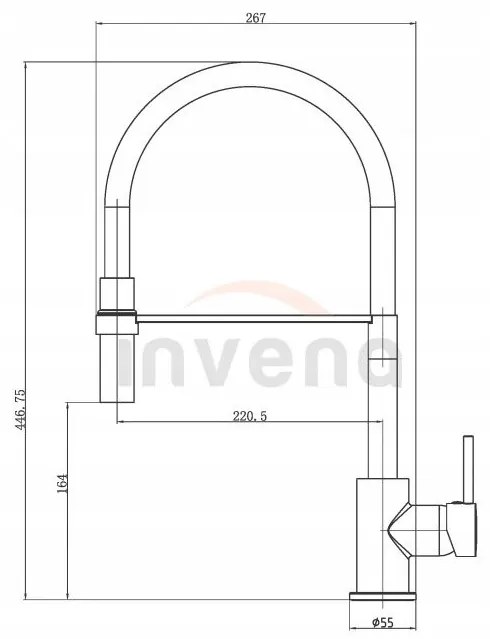 Invena Chameleon, szabadon álló mosogató csaptelep, fekete-króm, BZ-29-L04-C