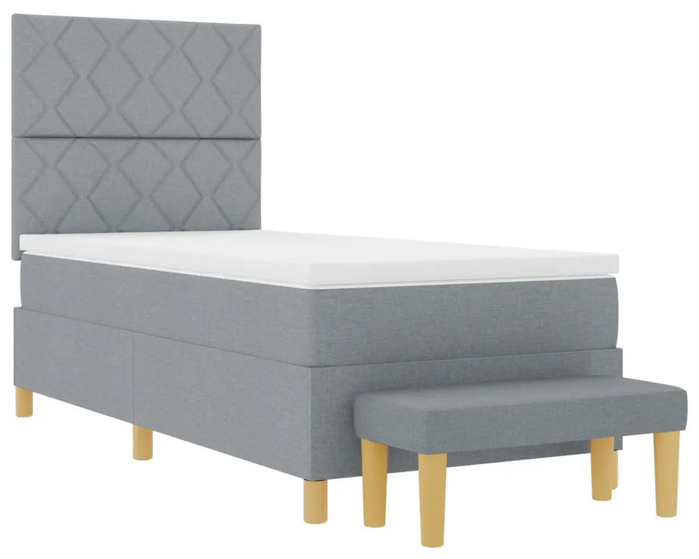 Box Spring Ágy Matraccal & Pad Világosszürke 90x190 cm Szövet