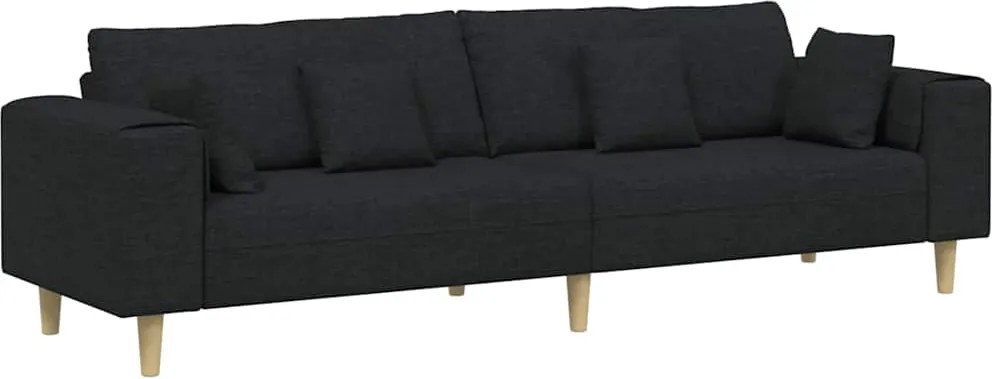 vidaXL Kanapé párnával Fekete 250 x 77 x 76 cm szövet