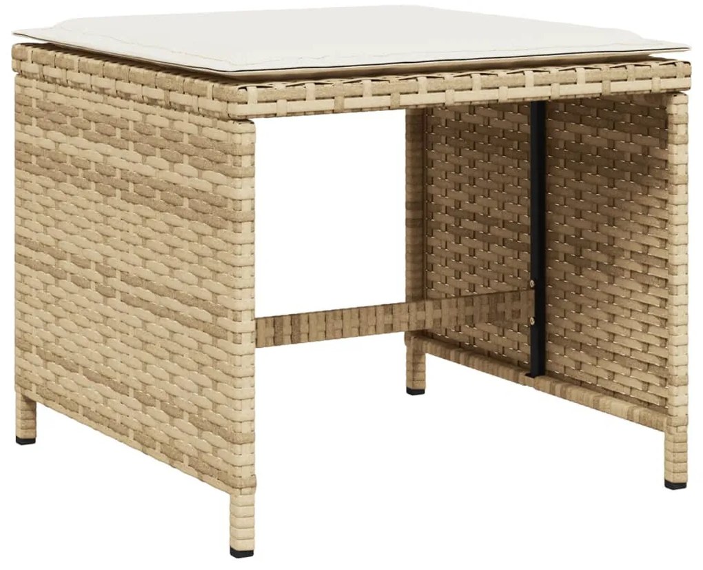 vidaXL 15 részes bézs polyrattan kerti étkezőgarnitúra párnákkal