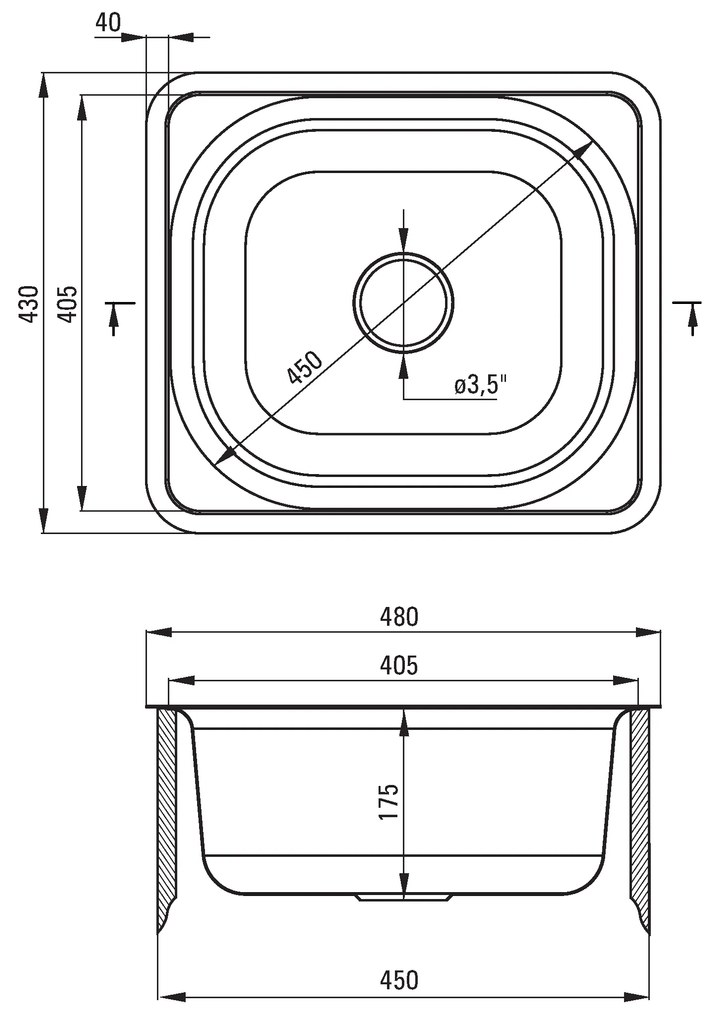 Deante Doppio, rozsdamentes acél munkalap mosogató 1 kamrás B/O 480x430x180 3,5" + szifon, szatén mintás, ZEN_0103