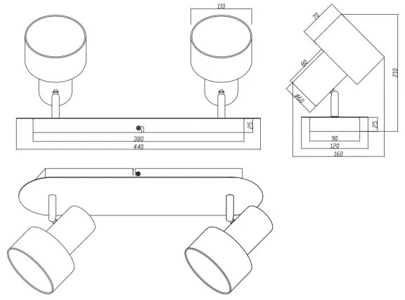 Trio - Spotlámpa WAILER 2xGU10/5W/230V fekete