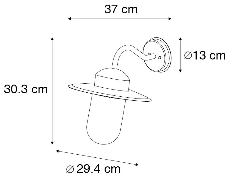 Modern kültéri fali lámpa fekete IP44 - Kansas