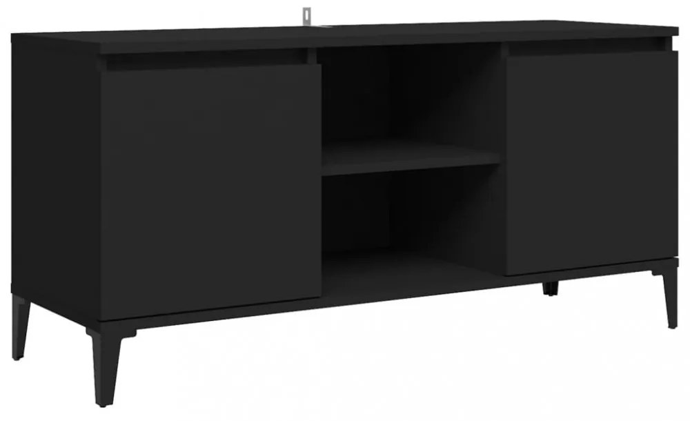 fekete TV-szekrény fémlábakkal 103,5 x 35 x 50 cm