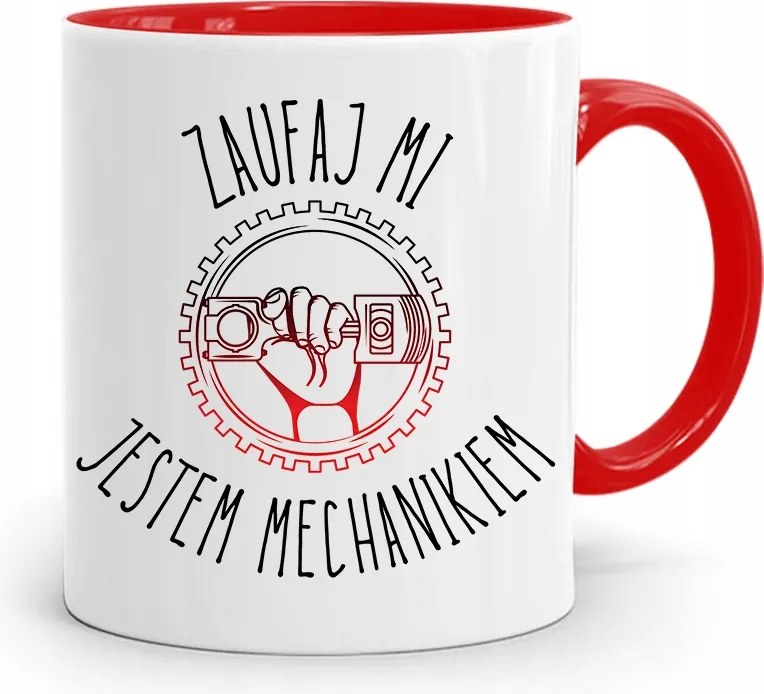Bögre Piros Mechanika Bízz Bennem Szerelő Vagyok, fényképes nyomattal