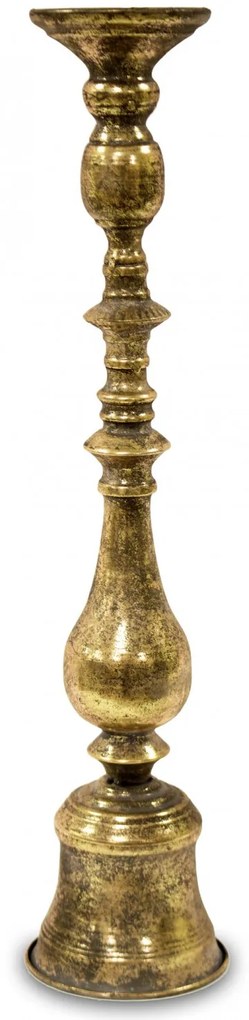 Fém óarany kecses magas gyertyatartó állvány 67x14,5x14,5cm