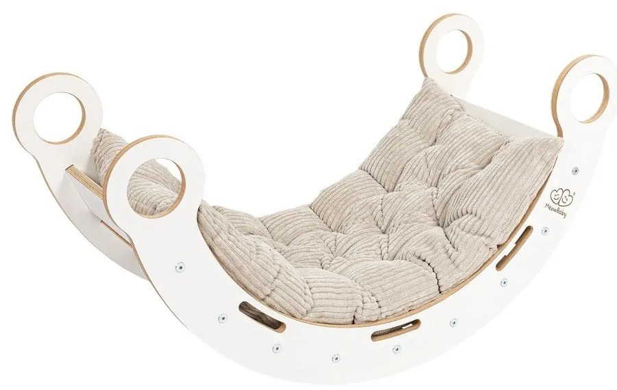 Fehér-bézs borovi fenyő hinta 39x75x38 cm Montessori – Meowbaby