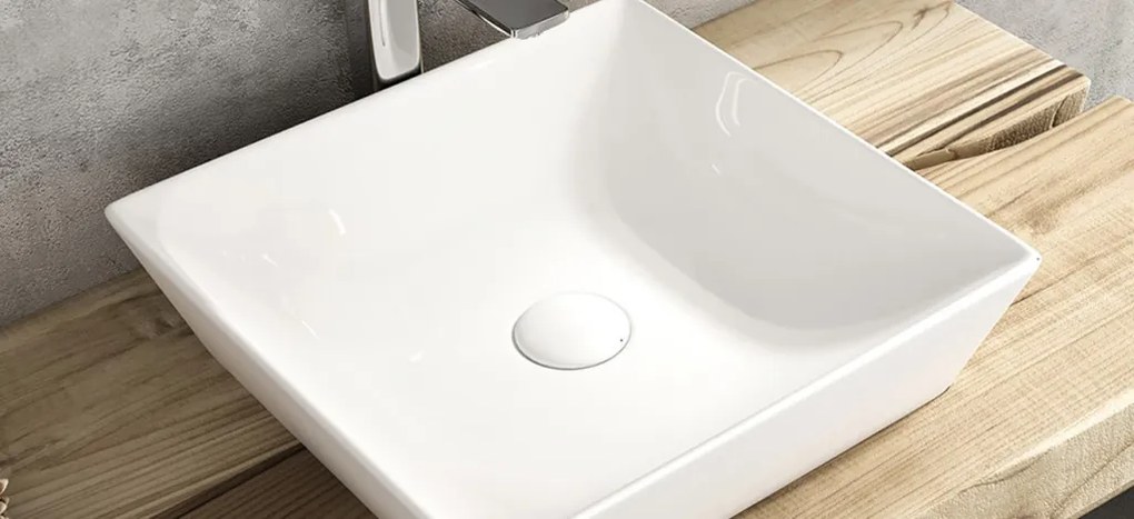 Sanovit DECENTE - PULTRA ültethető - Top Counter - porcelán mosdó - - 40 x 40 cm
