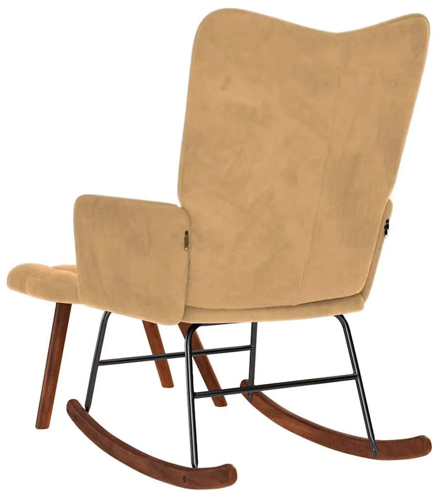 vidaXL barna bársony hintaszék lábtartóval