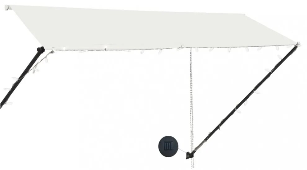 feltekerhető krémszínű napellenző LED-del 300 x 150 cm
