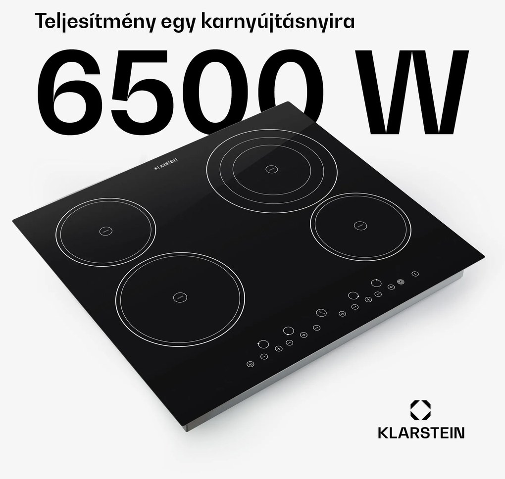 Klarstein Virtuosa, beépített főzőlap, 6500 W, 59 x 52 cm, üvegkerámia
