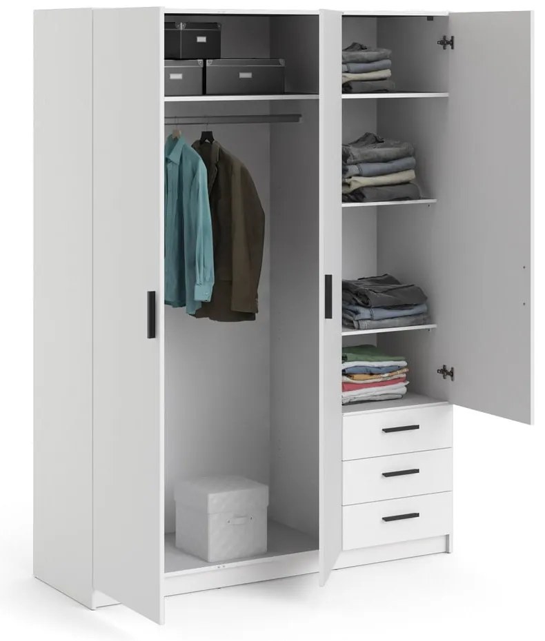 Fehér ruhásszekrény 147x200 cm Sprint – Tvilum