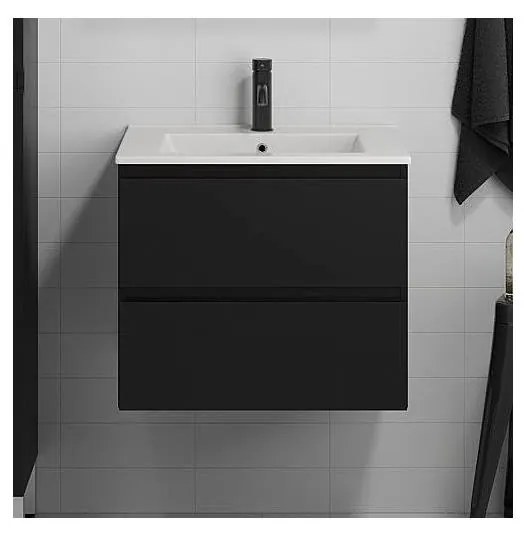 KENWOOD 61 cm-es fekete fürdőszobaszekrény mosdóval