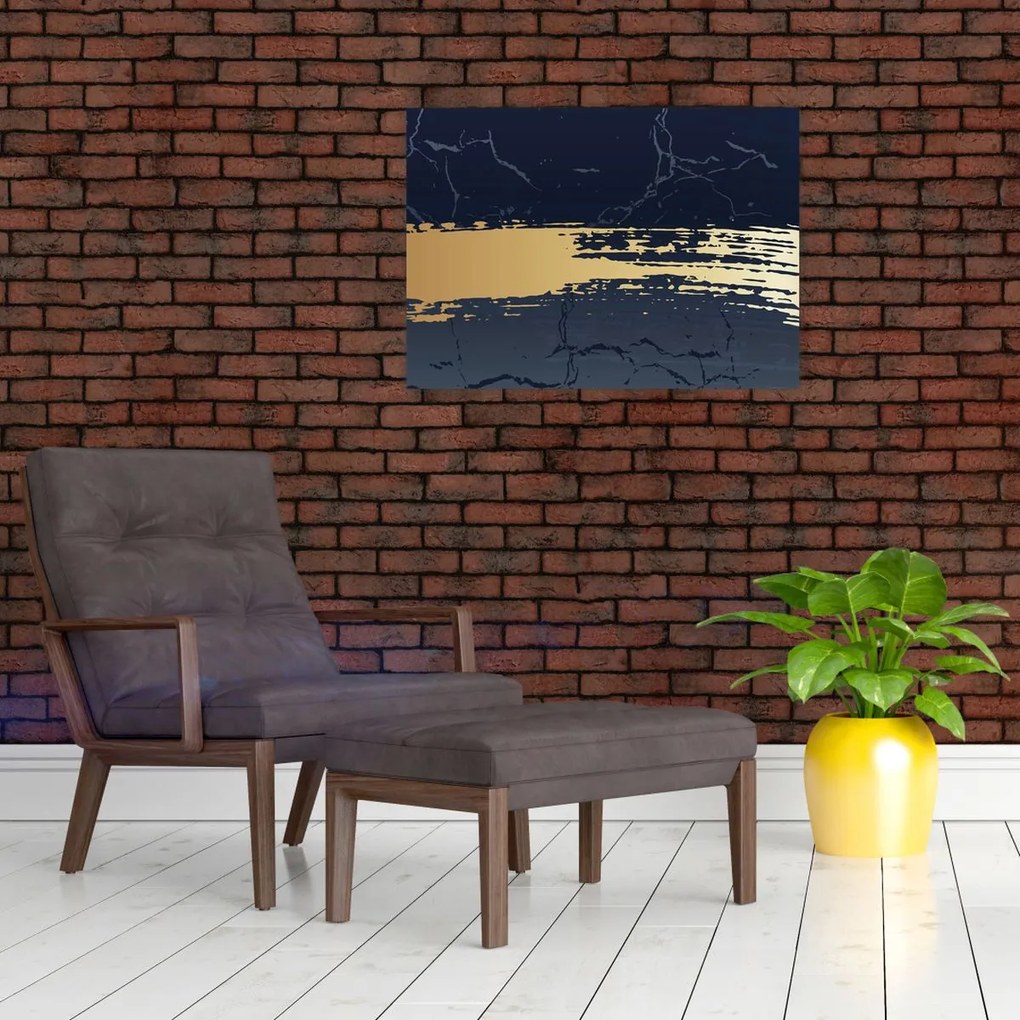 Kép - Kék és arany absztrakció N⁰2 (70x50 cm)