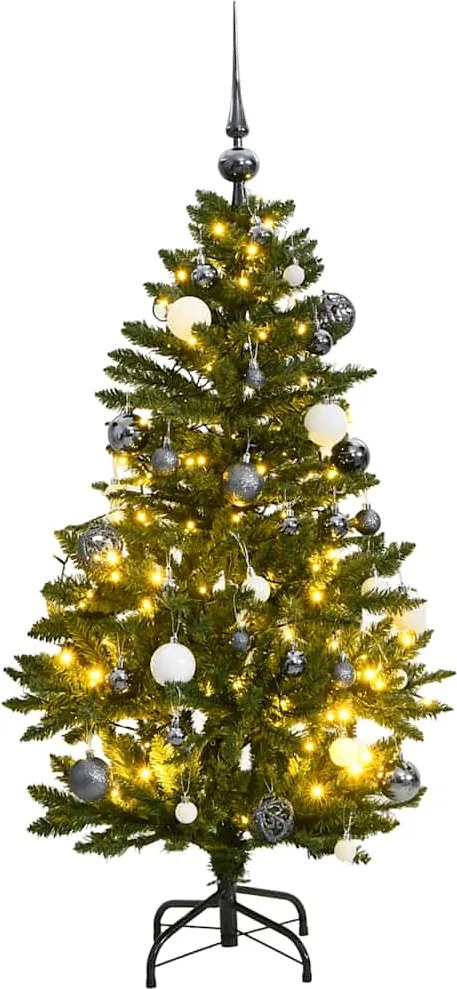 vidaXL csuklópántos műkarácsonyfa 150 LED-del és gömbökkel 150 cm