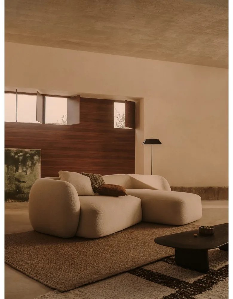 Krémszínű zsenília sarokkanapé (jobb oldali-heverő résszel) Martina – Kave Home