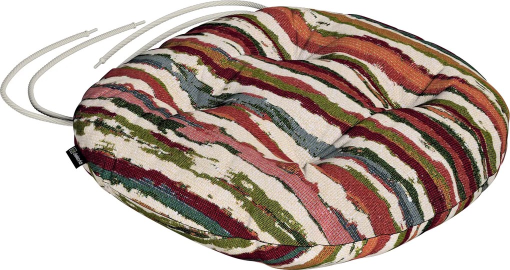 Adam székpárna 37x8 piros-zöld csíkos, krémszínű alapon