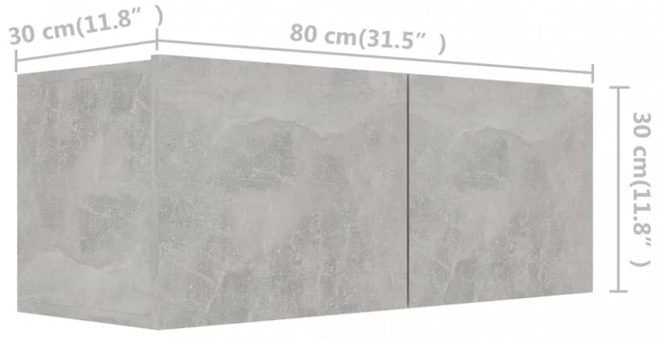3 részes betonszürke szerelt fa TV-szekrényszett