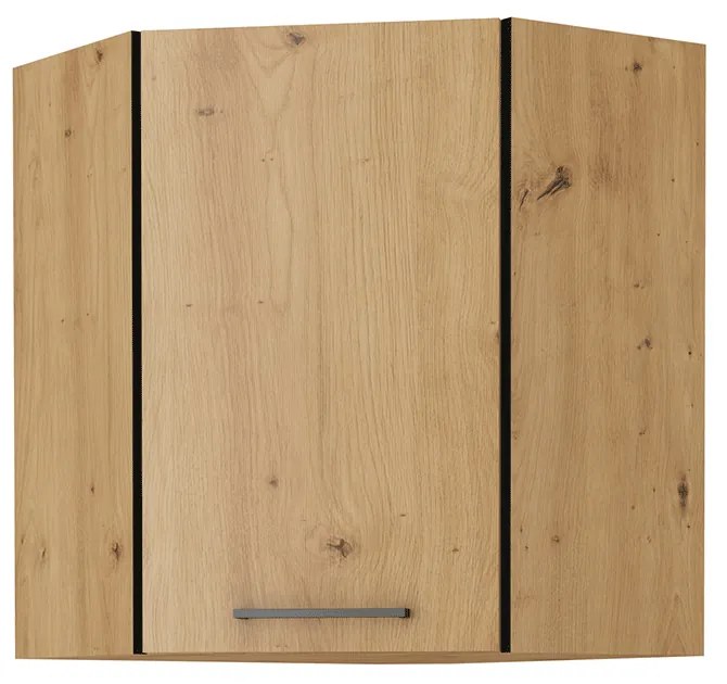 Sarok felső konyhaszekrény Meriel 60/60 GN-72 1F (fekete + artisan tölgy). 1033986