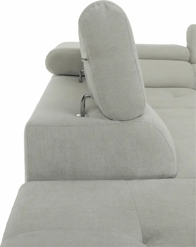 Ülőgarnitúra tárolóhellyel, világosszürke, szövet, balos, BUTON R