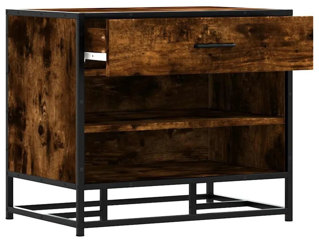 cipőpad füstölt tölgy 60x40x53,5 cm fából és fémből készült