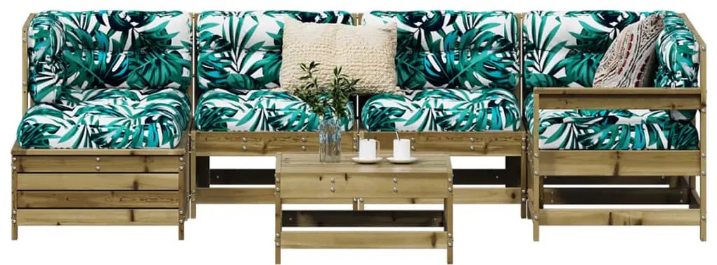 vidaXL 7 részes impregnált fenyőfa kerti kanapészett