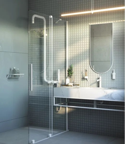 Prizma csúsztatható walk-in zuhanyfal_100x195, fehér