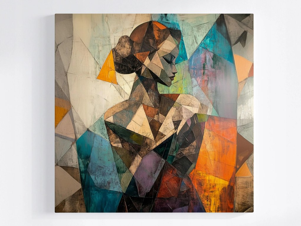 Vászonkép Canvas Mozaik Kubizmus Portré Nő Sziluett 40x40