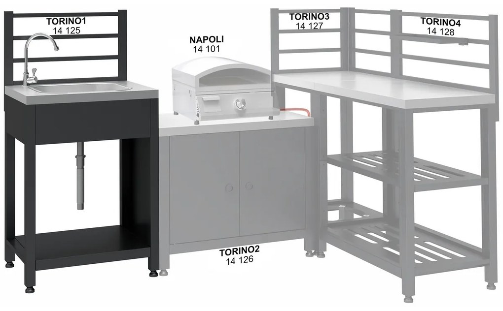 Cattara 14125 modul mosogatóval kültéri konyháhozTorino 1