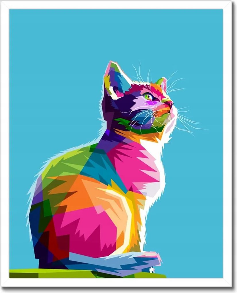 Poszterek keretben 40x50 Absztrakt macska