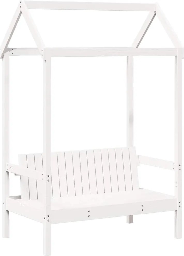 vidaXL fehér tömör fenyőfa pad tetővel 117,5 x 70 x 176,5 cm