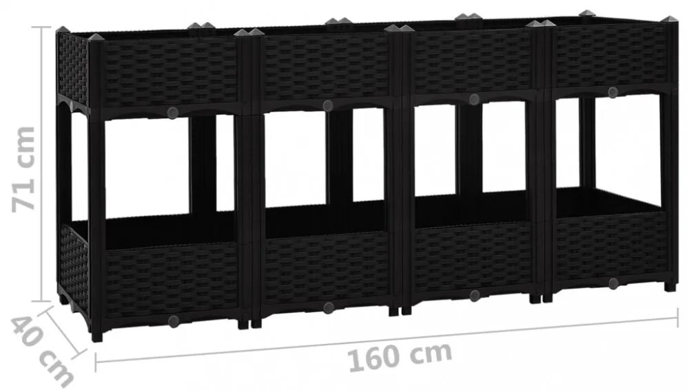 vidaXL polipropilén magaságyás 160 x 40 x 71 cm