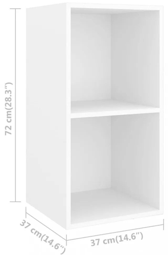 fehér szerelt fa falra szerelhető TV-szekrény 37 x 37 x 72 cm