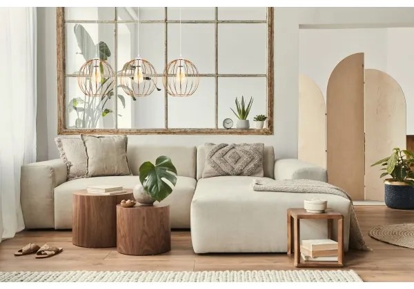 Csillár zsinóron MATT 3xE27/60W/230V fehér/réz