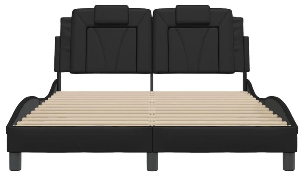 fekete ágykeret Viana LED-ekkel matrac nélkül 140 x 200 cm