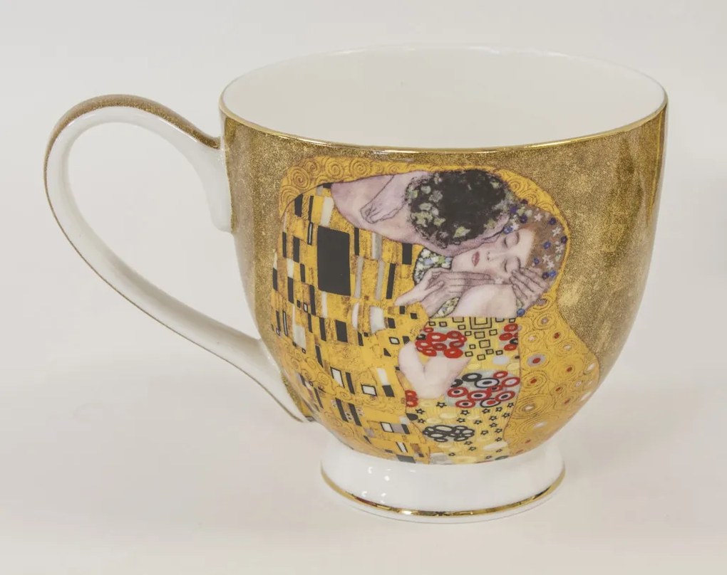 Porcelán 500ml óriásbögre díszdobozban Klimt: A csók 10x15x10,5cm
