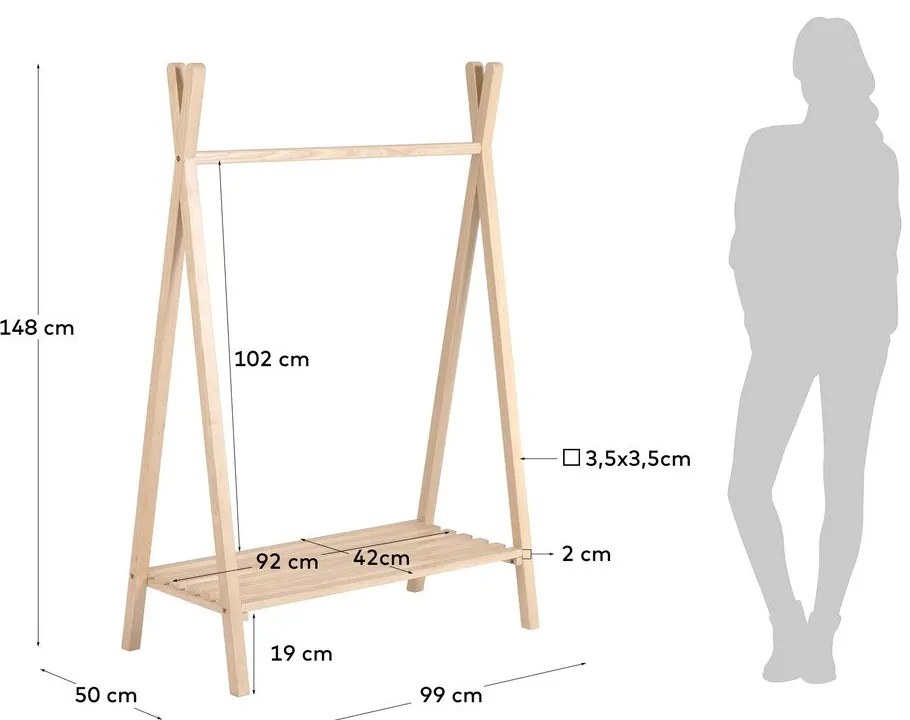 Natúr színű bükkfa gyerek fogas 99x148 cm Maralis – Kave Home