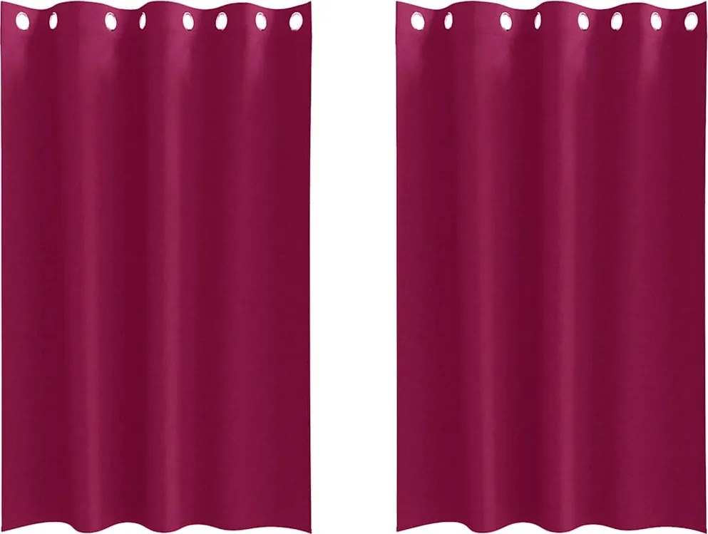 vidaXL Fekete Függöny Gyűrűkkel 2 pcs Bordó 175 x 140 cm Poliészter