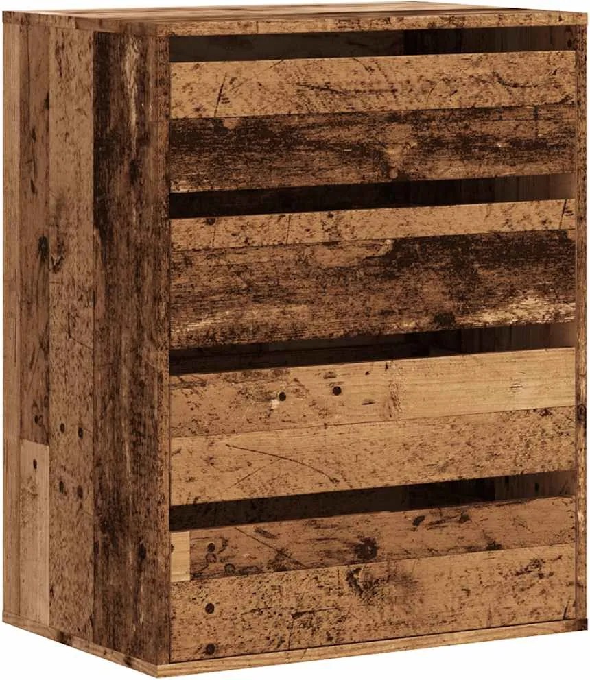 vidaXL antik fa színű szerelt fa fiókos sarokszekrény 60 x 41 x 76 cm