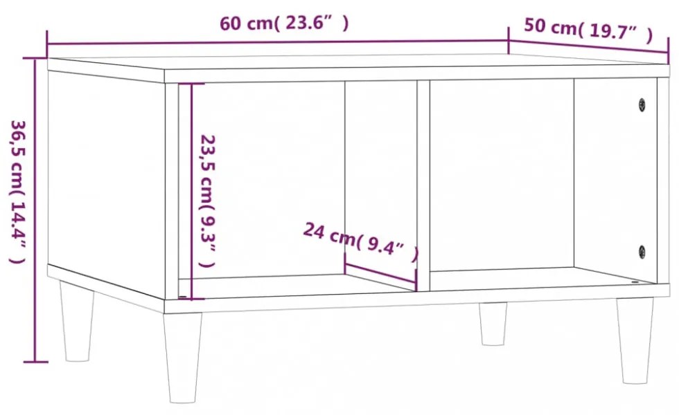 betonszürke szerelt fa dohányzóasztal 60 x 50 x 36,5 cm