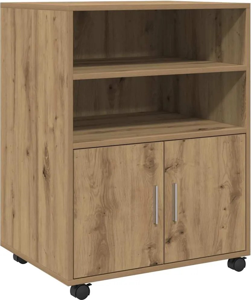 vidaXL kézműves tölgy színű szerelt fa görgős szekrény 72x33x42,5 cm