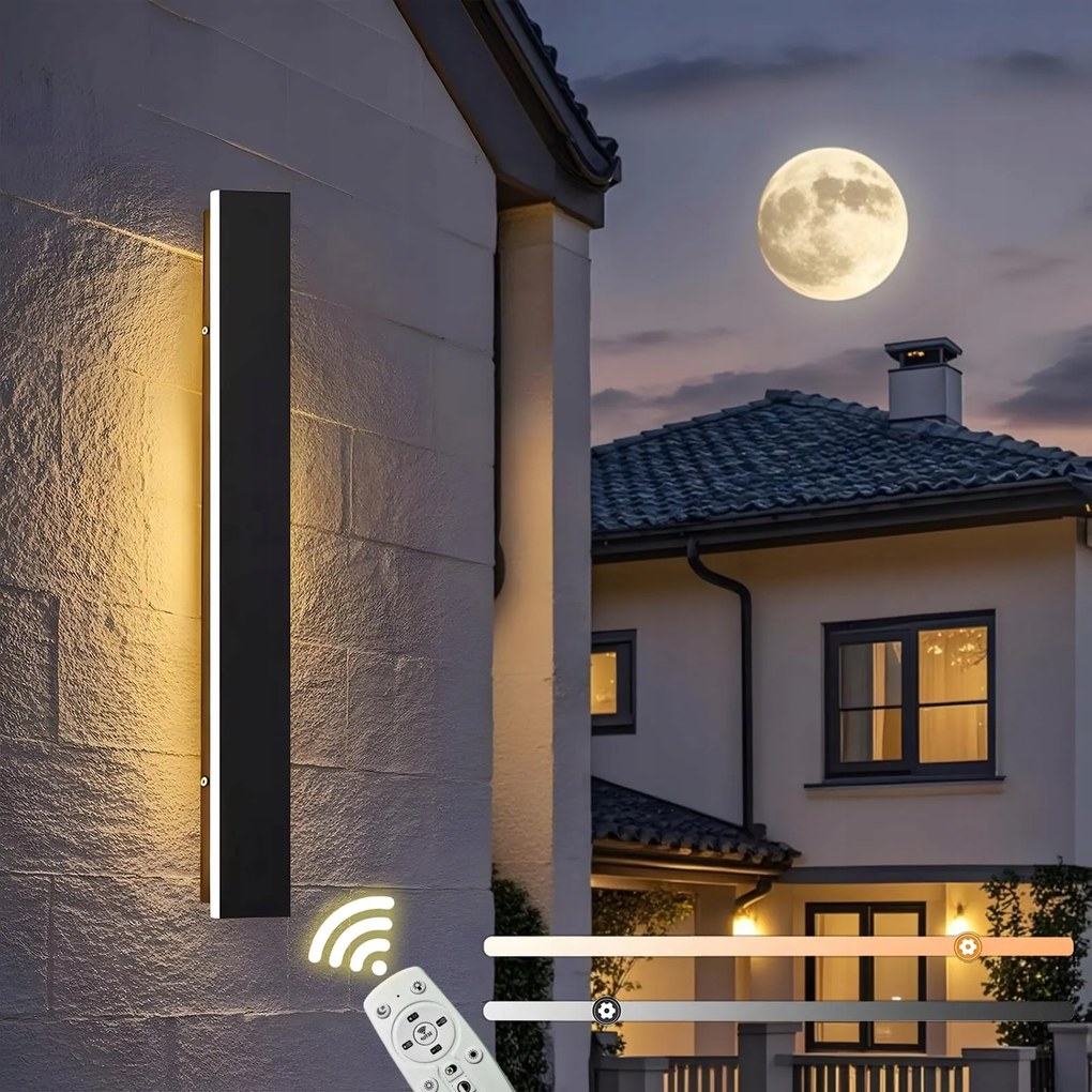 LED-es fekete kültéri fényerőszabályozható lámpa távirányítóval 80cm