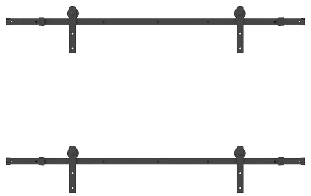 fekete acél tolóajtó fémszerelék készlet 183 cm