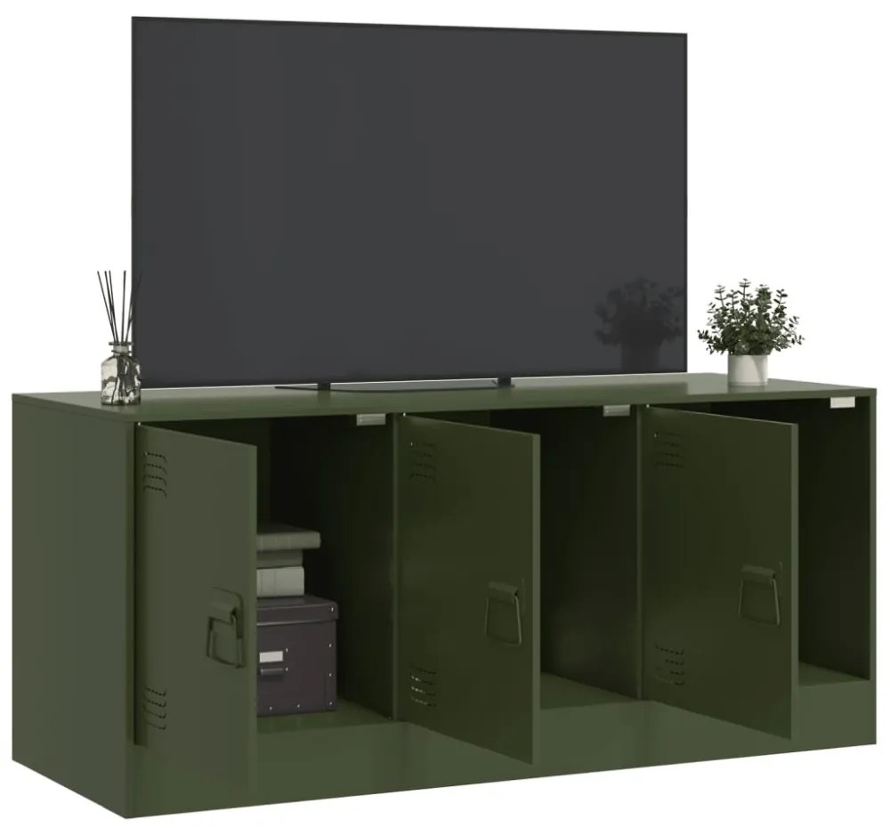 olívazöld acél TV-szekrény 99 x 39 x 44 cm