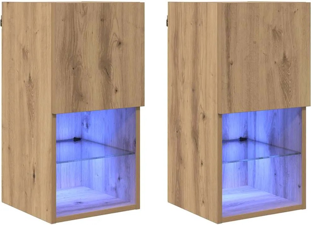 vidaXL Fali TV szekrények 2 pcs Artisan tölgy 30,5 x 30 x 60 cm