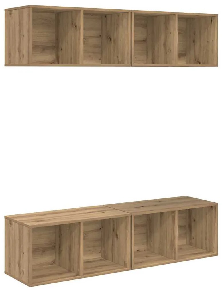 Fali TV Szekrény 4 pcs kézműves tölgy 37 x 37 x 72 cm Faanyag