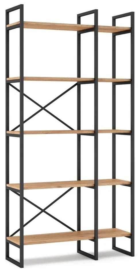 Fekete-natúr színű polcos állvány tölgyfa dekorral 87,5x175 cm Dusan – Marckeric